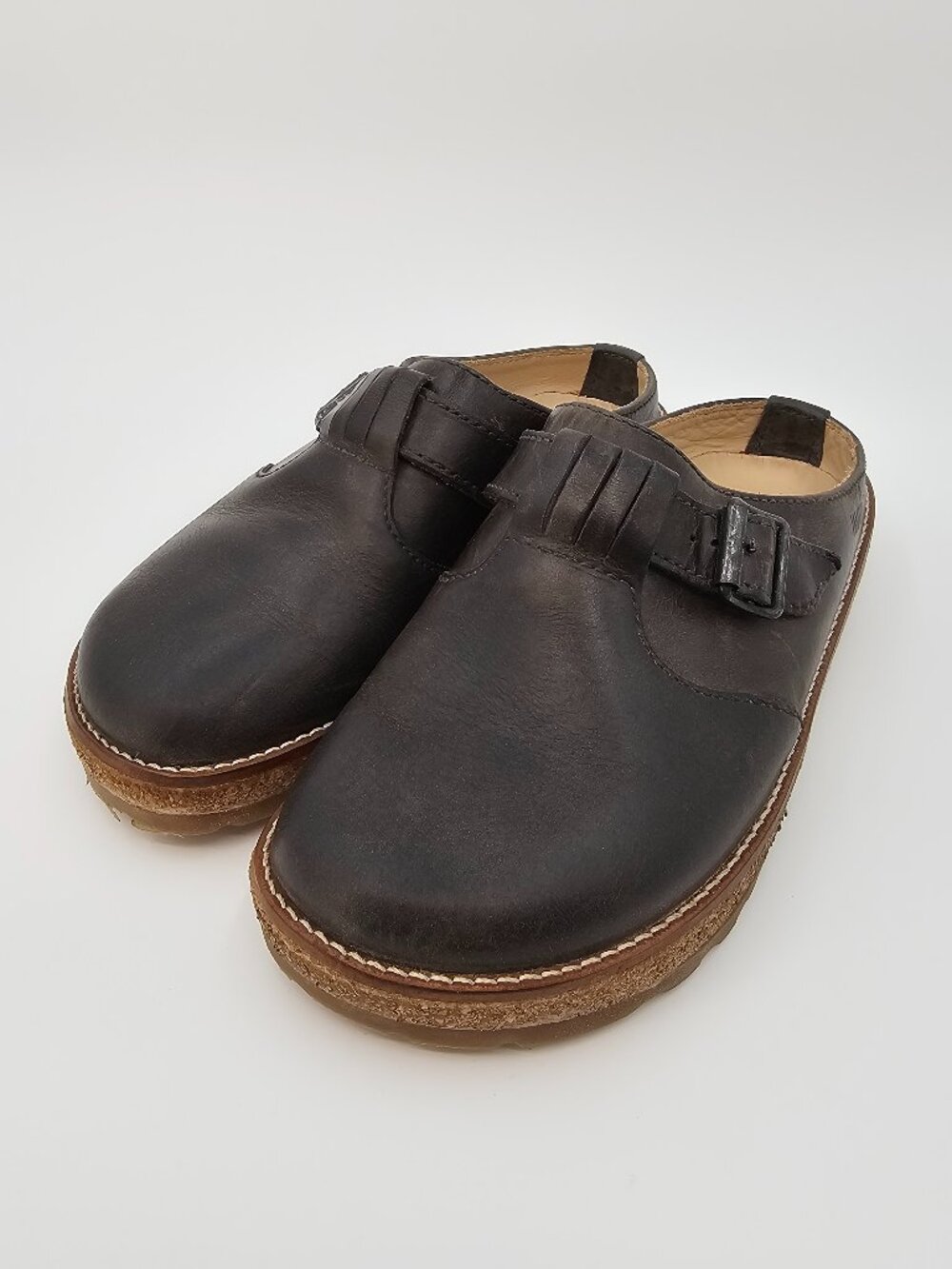 Haflinger Vision Sandal Mules Brown Leather Cork Shoes Women's Size 37 US 6